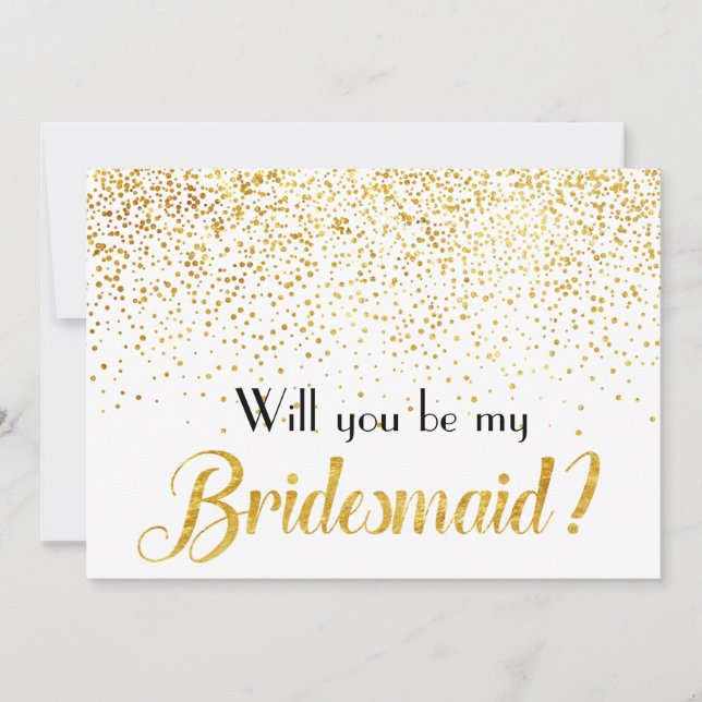 Faux Guld Confetti Dots.. "Jag är min bridesmaid Inbjudningar (Framsida)