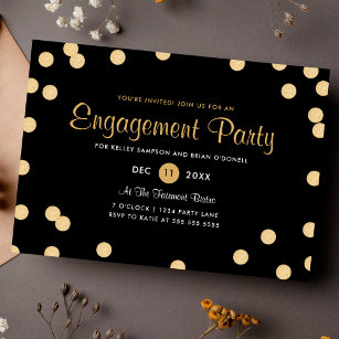 Faux Guld Confetti Förlovningsfest Inbjudan