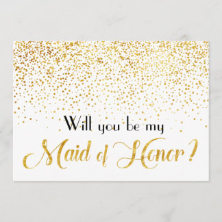 Faux Guld Confetti Kommer du att vara min Maid of Inbjudningar