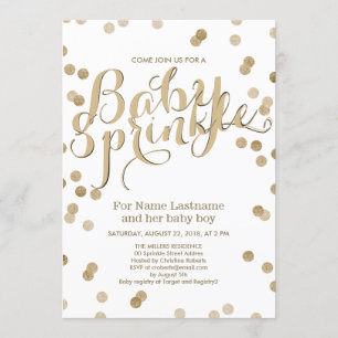 Faux Guld Confetti Modern Baby Sprinkle-inbjudan Inbjudningar