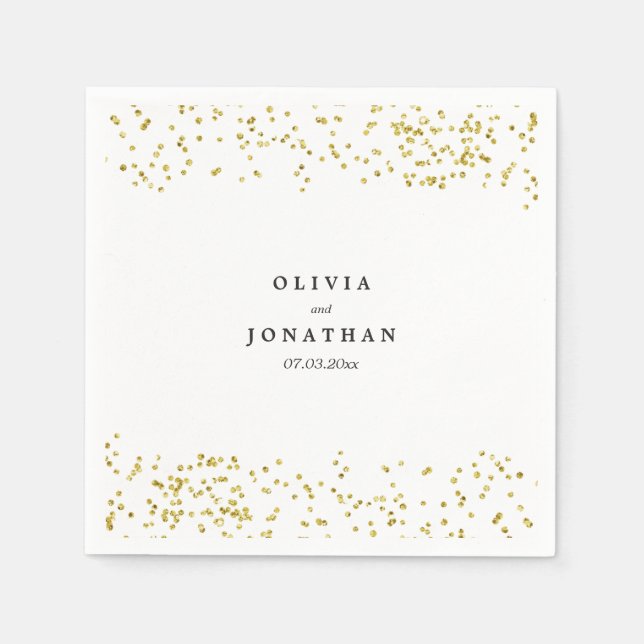 Faux Guld Confetti | Modern Bröllop Napkins Pappersservett (Framsidan)