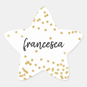 Faux Guld confetti och penselauktoriserad Namn Stjärnformat Klistermärke