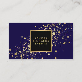 Faux Guld Confetti på det moderna blå Affärskortet Visitkort