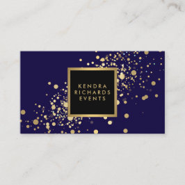Faux Guld Confetti på det moderna blå Affärskortet Visitkort