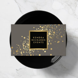 Faux Guld Confetti på det moderna Grått-Affärskort Visitkort