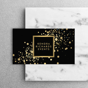 Faux Guld Confetti på det moderna svarta Affärskor Visitkort