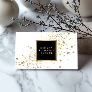 Faux Guld Confetti på det moderna vita Affärskorte Visitkort