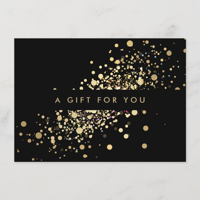 Faux Guld Confetti på intyg för gåva till svart ly (Framsida)