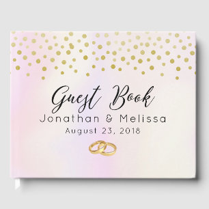 Faux Guld Confetti på Lila Watercolor Bröllop Gästböcker