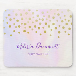 Faux Guld Confetti på Lila Watercolor Musmatta
