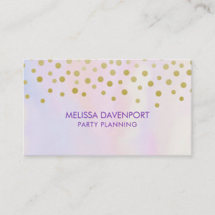 Faux Guld Confetti på Lila Watercolor Visitkort