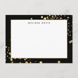 Faux Guld Confetti på svart platta Notecard Anteckningskort