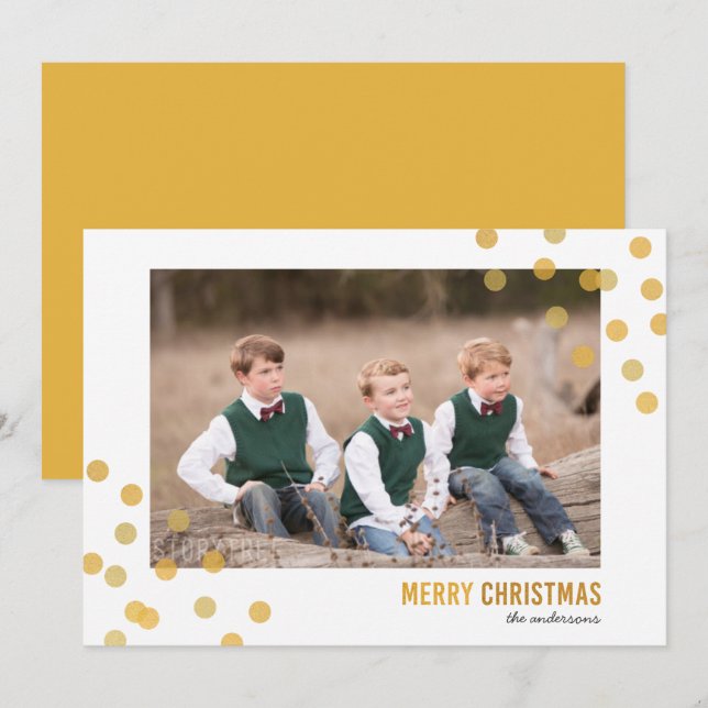 Faux Guld Confetti Photo God jul Card Inbjudningar (Fram/baksida)