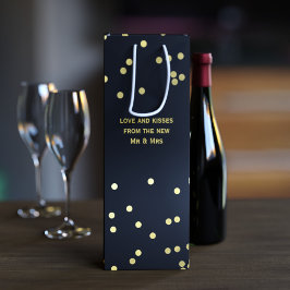 Faux Guld confetti-punkter Matte Black Vin Gift Ba