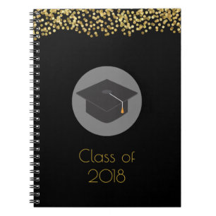 Faux Guld Confetti & Studentmössa klass 20xx Anteckningsbok