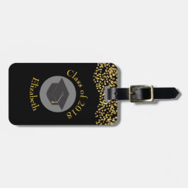 Faux Guld Confetti & Studentmössa klass 20xx Bagagebricka