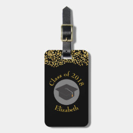 Faux Guld Confetti & Studentmössa klass 20xx Bagagebricka