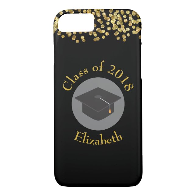 Faux Guld Confetti & Studentmössa klass 20xx Case-Mate iPhone Skal (Baksida)