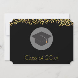 Faux Guld Confetti & Studentmössa klass 20xx Inbjudningar