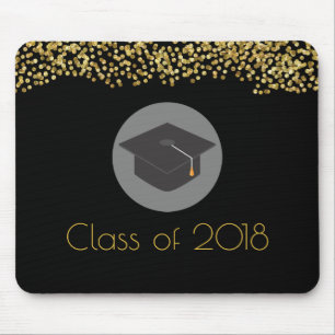 Faux Guld Confetti & Studentmössa klass 20xx Musmatta