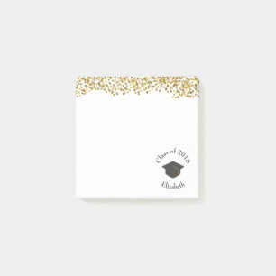 Faux Guld Confetti & Studentmössa klass 20xx Post-it Block