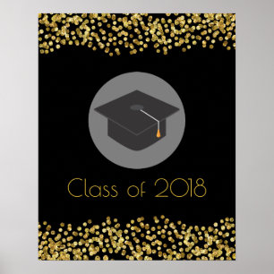 Faux Guld Confetti & Studentmössa klass 20xx Poster