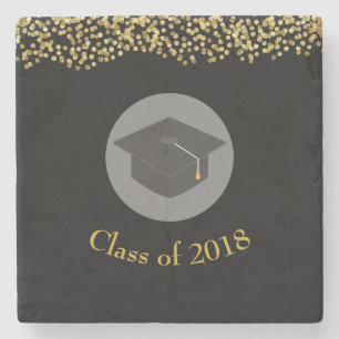 Faux Guld Confetti & Studentmössa klass 20xx Stenunderlägg