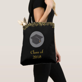 Faux Guld Confetti & Studentmössa klass 20xx Tygkasse