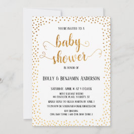 Faux Guld Confetti Typography Baby Shower Inbjudningar