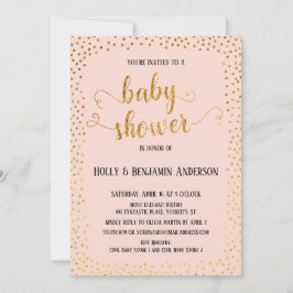 Faux Guld Confetti Typography Baby Shower Inbjudningar