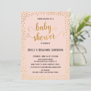 Faux Guld Confetti Typography Baby Shower Inbjudningar