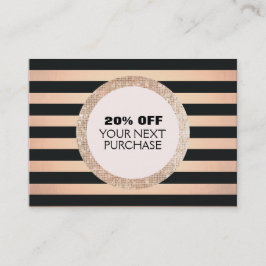 Faux Guld & Copper Stripe Mode & Beauty Coupon Rabattkort