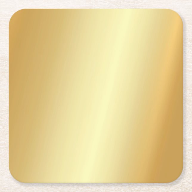 Faux Guld Elegant Blank Modern mall Underlägg Papper Kvadrat (Framsidan)