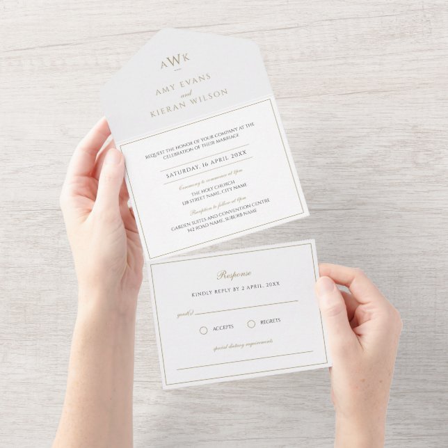 Faux Guld Elegant Calligraphy Bröllop Tear Av (Avrivbar del)