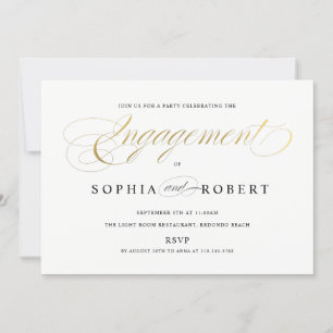 Faux Guld Elegant Calligraphy Förlovning Monogram Inbjudningar