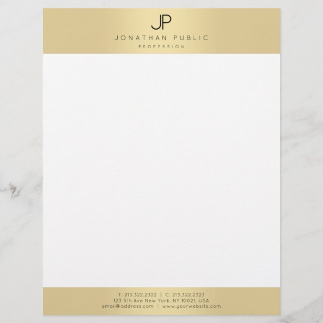 Faux Guld Elegant Monogram Template Glamous Brevhuvud (Framsida)