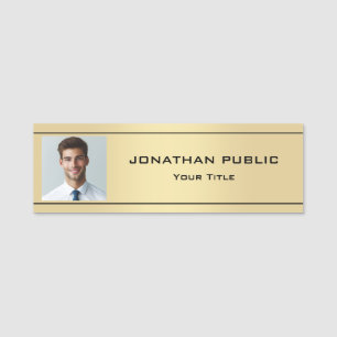 Faux Guld Employee Crew Photo Image Elegant Namnbricka