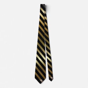 Faux Guld Färg och Black Diagonal Rand Slips