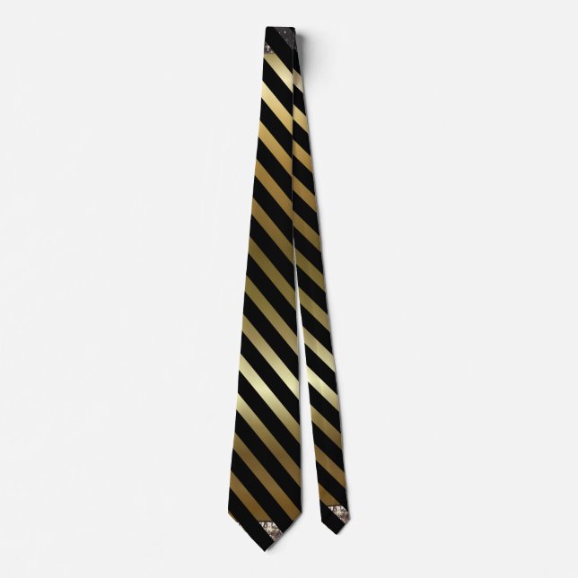 Faux Guld Färg och Black Diagonal Rand Slips (Framsida)