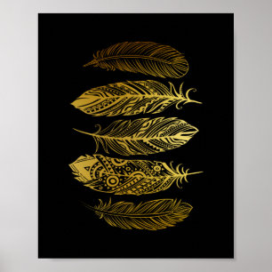 Faux Guld Feather Tribal Print Poster