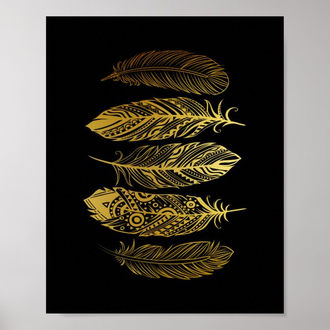 Faux Guld Feather Tribal Print Poster (Framsidan)