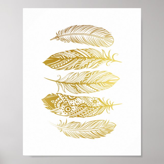 Faux Guld Feathers Tribal Print Poster (Framsidan)