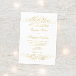 Faux Guld Flourish and Damask Inbjudningar