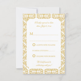Faux Guld Flourish Damask OSA Inbjudningar