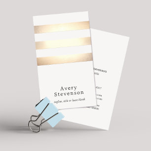 Faux Guld Foil and White Stripe Modern Visitkort