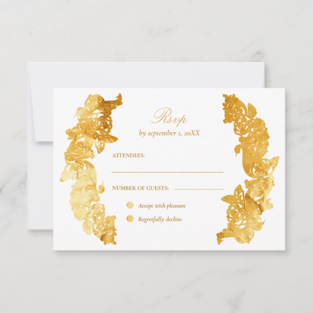 Faux guld foil baroque botanique OSA kort (Framsida)