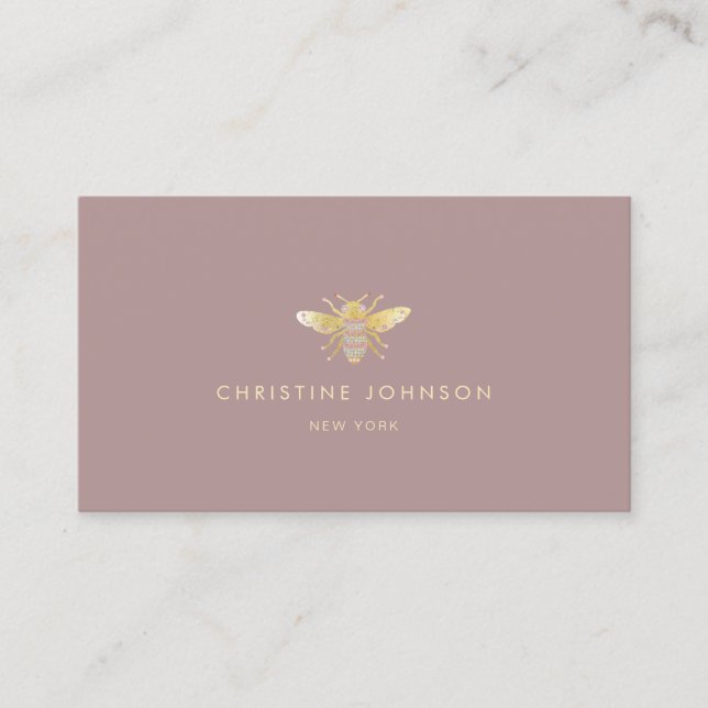 faux guld foil bee jewel visitkort (Framsida)