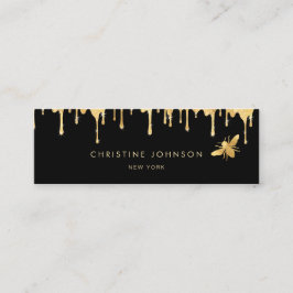 Faux guld foil bi och honung på svart bakgrund mini visitkort
