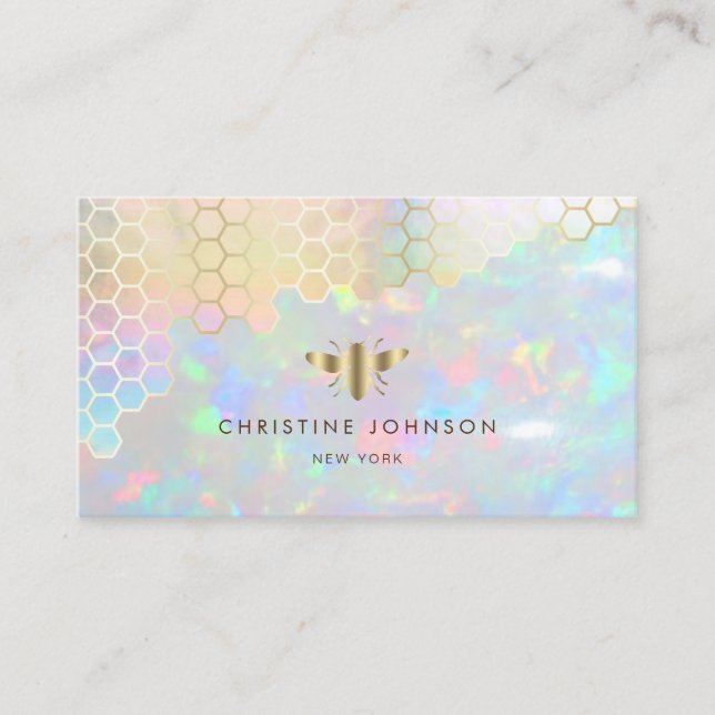 Faux guld foil bi på opal gemstone visitkort (Framsida)