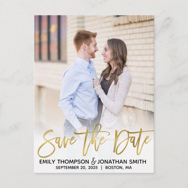 Faux Guld Foil Bild sparar vykortet för datum Vykort (Framsida)